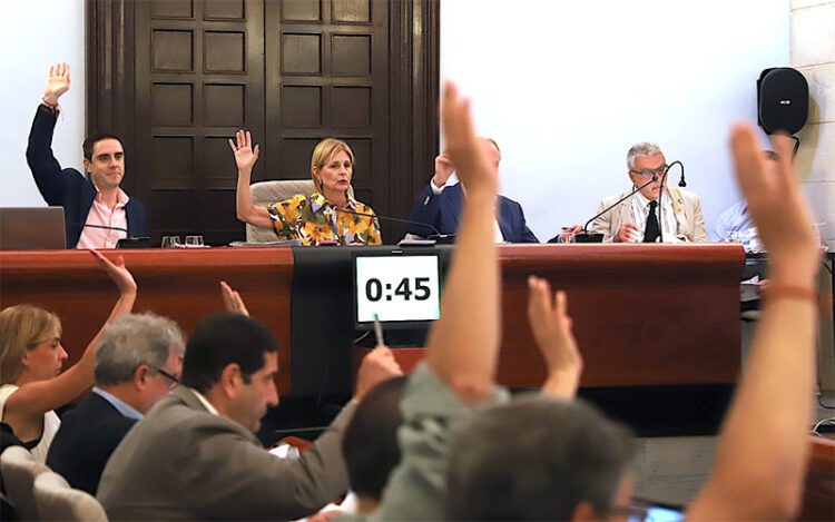 Votando uno de los puntos del pleno de julio / FOTO: Ayto.