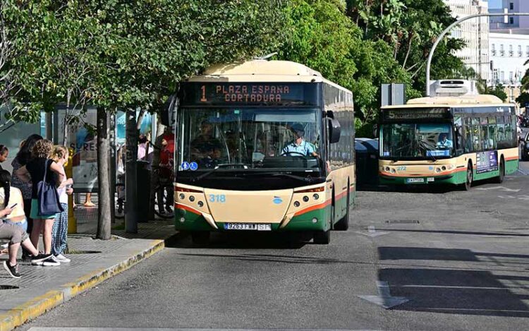 Autobuses coincidiendo en la misma parada / FOTO: Eulogio García
