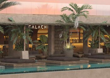 Recreación virtual de la zona de piscinas