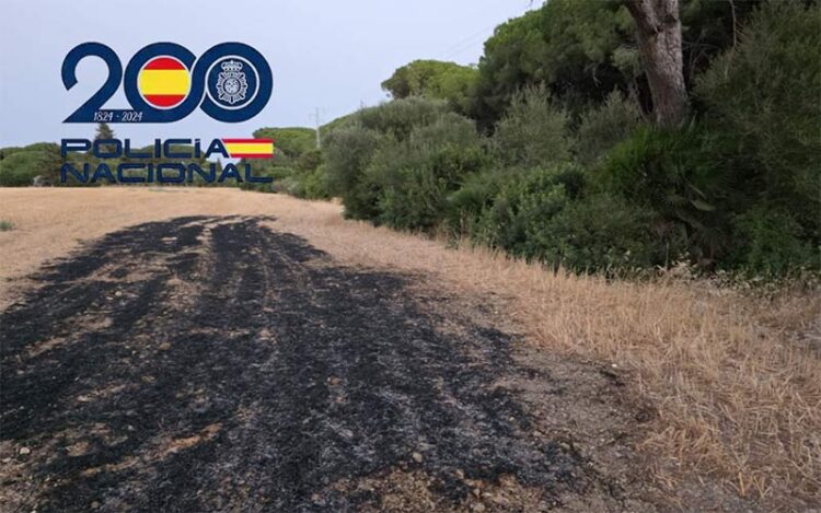 Zona de pasto y maleza quemada / FOTO: Policía Nacional