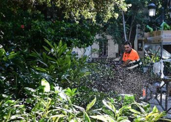 Actuando en la plaza Mina / FOTO: Eulogio García