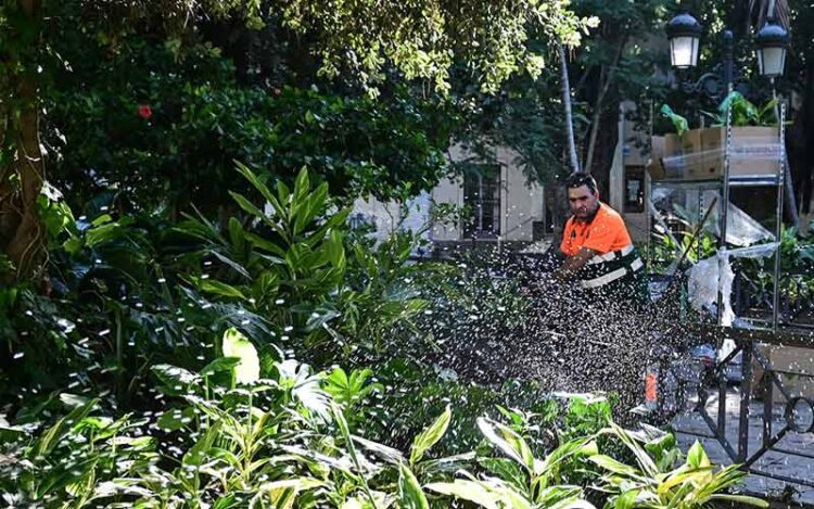 Actuando en la plaza Mina / FOTO: Eulogio García