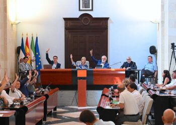 La bancada popular aprobando en solitario su presupuesto / FOTO: Ayto.