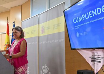 Blanca Flores ofreciendo su balance en la sede de Subdelegación / FOTO: Eulogio García