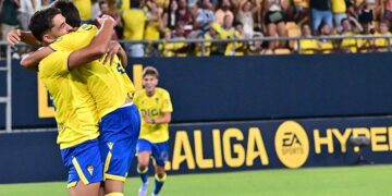 Celebrando el 1-0 en el reciente Trofeo / FOTO: Eulogio García