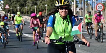 El apoyo a Palestina presente en la marcha / FOTO: Eulogio García