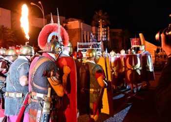 Escenificando la guerra entre César y Pompeyo / FOTO: Eulogio García