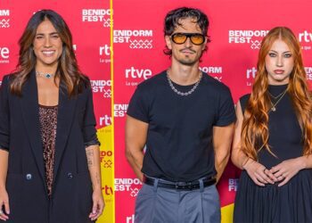 Julia Medina, Tony Grox y Lucycalys en sus primeras fotos promocionales del Benidorm Fest / FOTO: RTVE