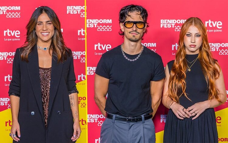 Julia Medina, Tony Grox y Lucycalys en sus primeras fotos promocionales del Benidorm Fest / FOTO: RTVE