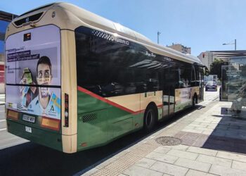 Uno de los autobuses polémicos en servicio / FOTO: Eulogio García