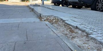 Escalones destrozados de la plaza Manuel Cuenca / FOTO: PSOE