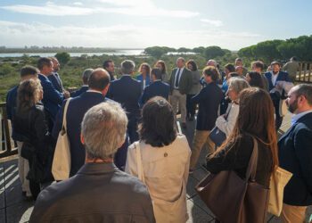 Explicando el proyecto a los asistentes al acto en Los Toruños / FOTO: Junta