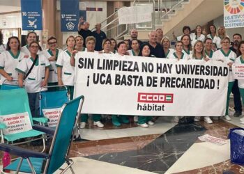 Reciente protesta en el campus de Puerto Real / FOTO: CCOO