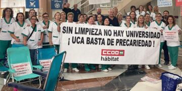 Reciente protesta en el campus de Puerto Real / FOTO: CCOO