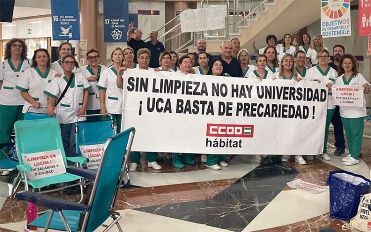 Reciente protesta en el campus de Puerto Real / FOTO: CCOO