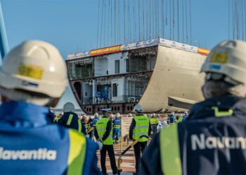 Puesta de quilla del BAM-IS que se construye en Matagorda / FOTO: Navantia