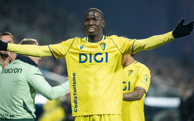 Diakité celebrando otro golazo imparable / FOTO: Cádiz CF