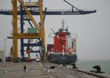 Buque de contenedores operando en el muelle Reina Sofía / FOTO: Eulogio García