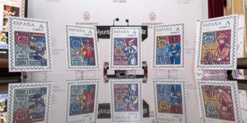 Los cinco sellos-homenaje expuestos / FOTO: Ayto.
