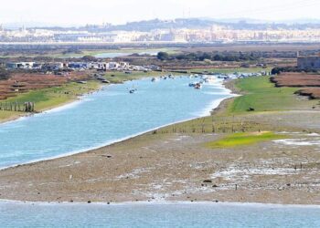 Vista de la Isla del Trocadero con sus casetas al fondo / FOTO: DBC