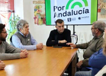 Un momento del encuentro en la sede chiclanera de IU / FOTO: IU