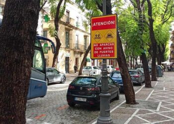 En el centro de Jerez se colocaron señales de advertencia / FOTO: Ayto.