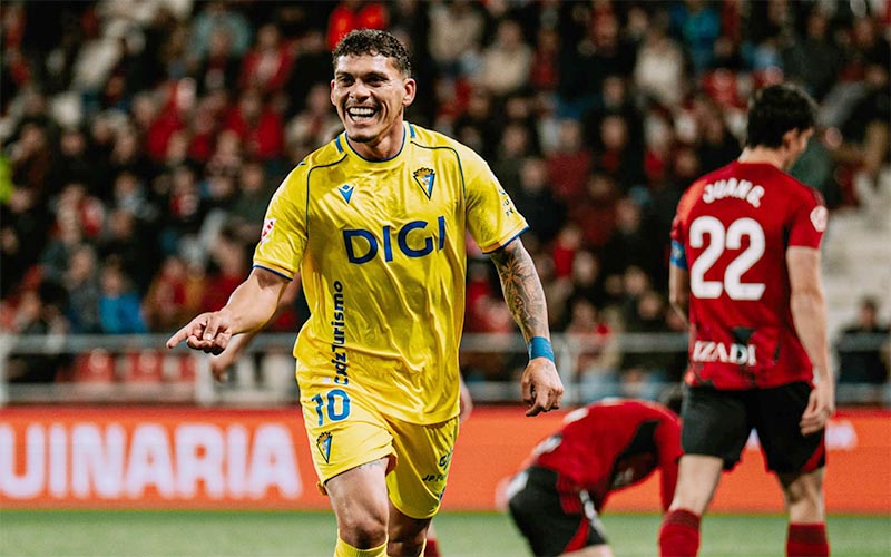 Ocampo sonriente tras su gol / FOTO: Cádiz CF