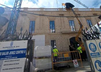 Un momento de las obras en las Bodegas Díez-Mérito / FOTO: Junta