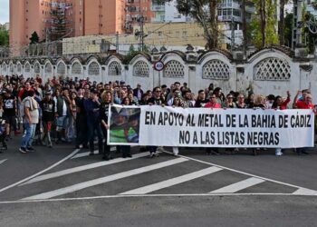 La marcha a su paso por la avenida de Astilleros / FOTO: Eulogio García