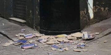 Restos del mosaico destrozado / FOTO: Cádiz Abandonada