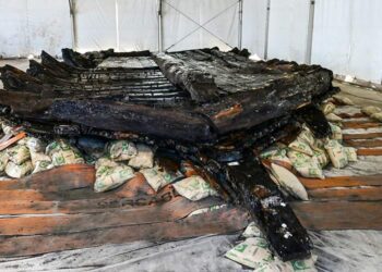 El pecio durante sus meses fuera del agua / FOTO: Eulogio García