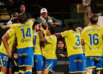 Celebrando el gol del héroe Pelayo / FOTO: Cádiz CF
