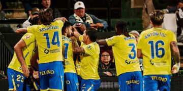 Celebrando el gol del héroe Pelayo / FOTO: Cádiz CF