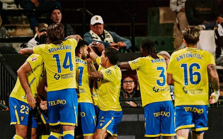 Celebrando el gol del héroe Pelayo / FOTO: Cádiz CF