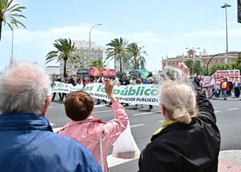 Alentando a los manifestantes / FOTO: Eulogio García
