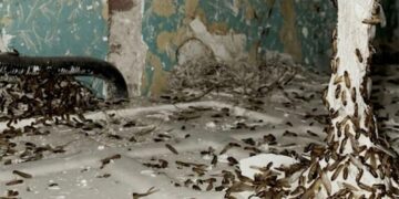 Foto aportada por AIG subrayando la plaga de termitas en la finca
