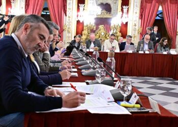 Pizarro liderando la bancada socialista en un pasado pleno provincial / FOTO: Eulogio García