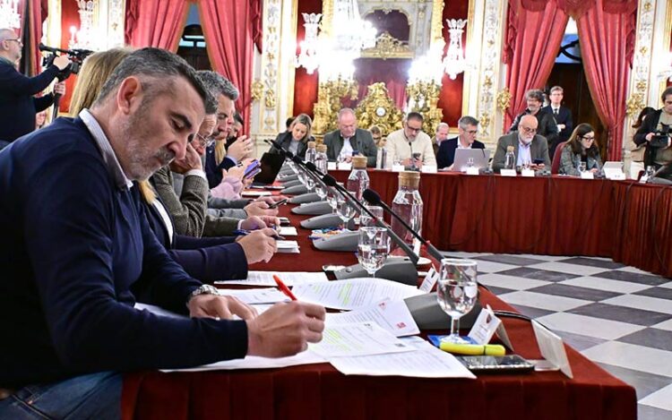 Pizarro liderando la bancada socialista en un pasado pleno provincial / FOTO: Eulogio García