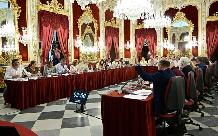 La bancada del PP votando a favor de una de las propuestas / FOTO: Eulogio García
