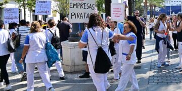 El colectivo protestando en San Juan de Dios / FOTO: Eulogio García
