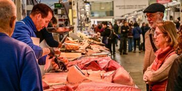 La zona de pescadería de la plaza, otro atractivo para turistas / FOTO: Eulogio García