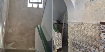 Detalle de las dejadas zonas comunes del bloque / FOTO: PSOE