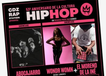 Detalle del cartel del evento en el Medussa