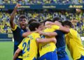 Celebrando uno de los goles anulados en el último partido en casa / FOTO: Eulogio García